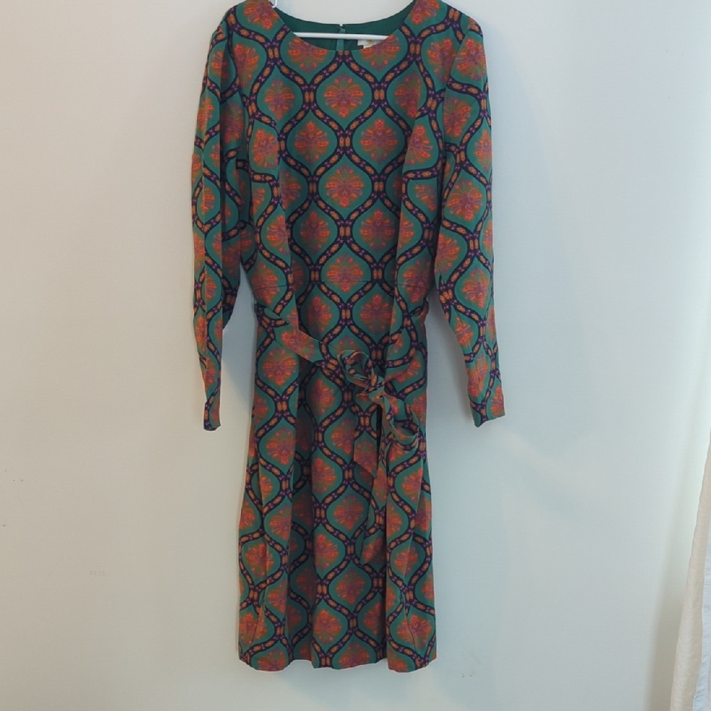 Boden Women's US 20/22R Harriet Dress in Ornate Bloom (With Tie Belt)